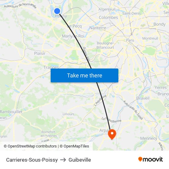 Carrieres-Sous-Poissy to Guibeville map