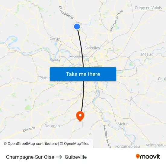 Champagne-Sur-Oise to Guibeville map