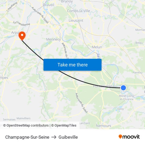 Champagne-Sur-Seine to Guibeville map