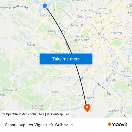 Chanteloup-Les-Vignes to Guibeville map