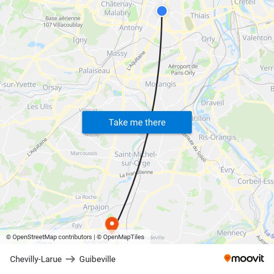 Chevilly-Larue to Guibeville map