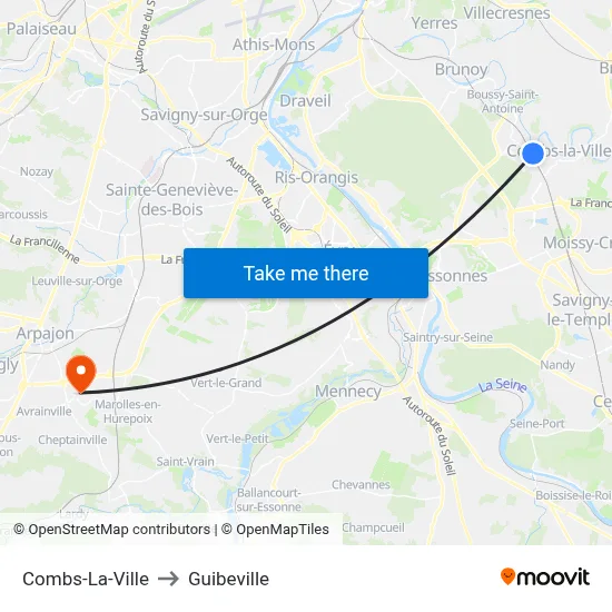 Combs-La-Ville to Guibeville map