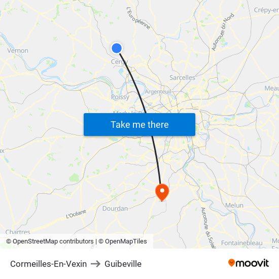 Cormeilles-En-Vexin to Guibeville map