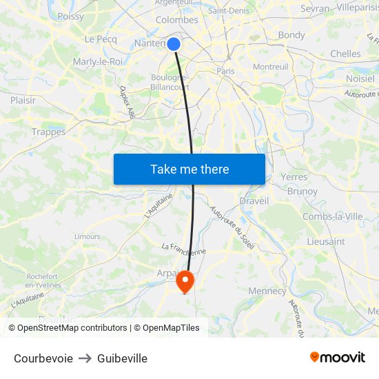 Courbevoie to Guibeville map