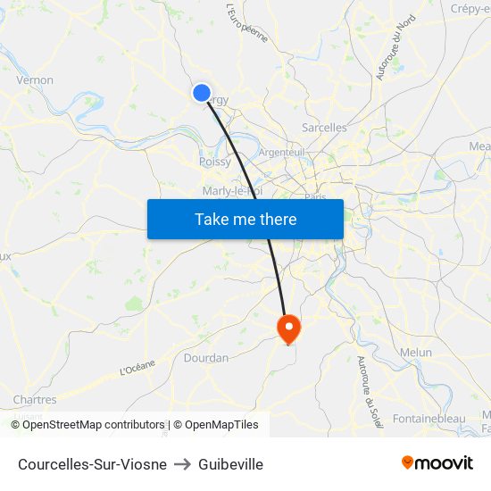 Courcelles-Sur-Viosne to Guibeville map