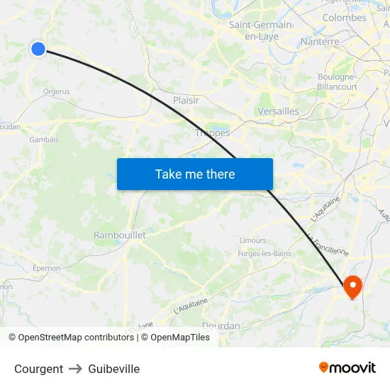 Courgent to Guibeville map