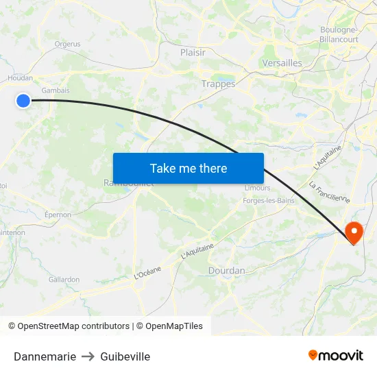 Dannemarie to Guibeville map