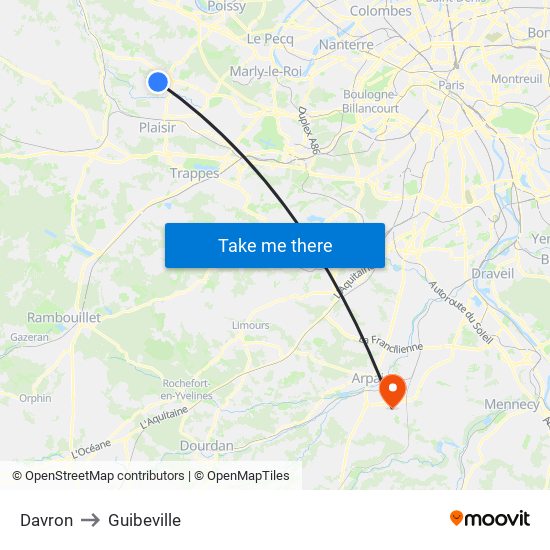 Davron to Guibeville map