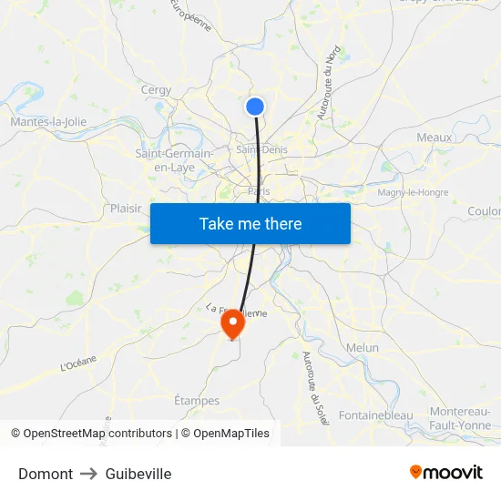 Domont to Guibeville map