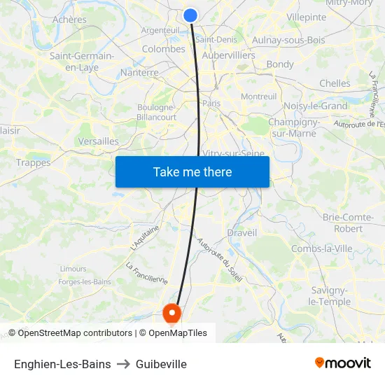 Enghien-Les-Bains to Guibeville map