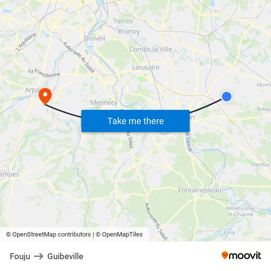 Fouju to Guibeville map