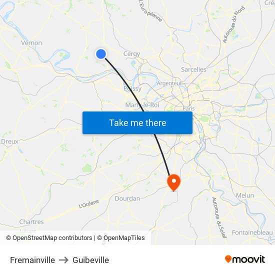 Fremainville to Guibeville map