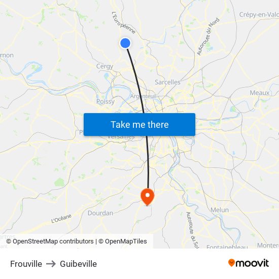 Frouville to Guibeville map