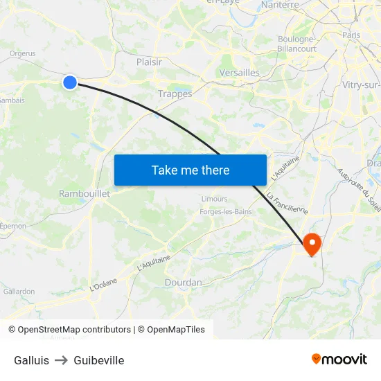 Galluis to Guibeville map