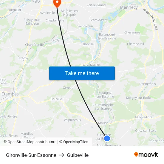 Gironville-Sur-Essonne to Guibeville map