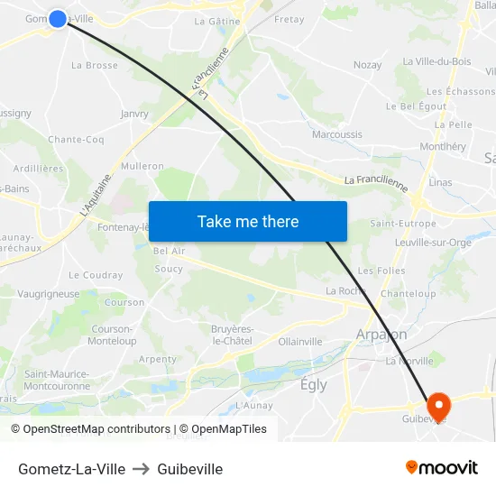 Gometz-La-Ville to Guibeville map