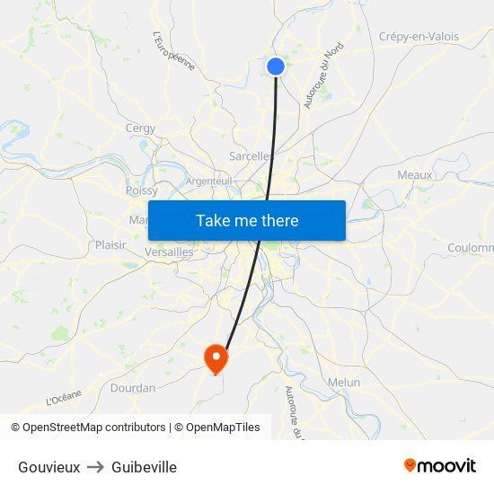Gouvieux to Guibeville map
