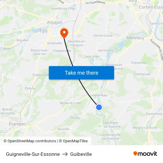 Guigneville-Sur-Essonne to Guibeville map