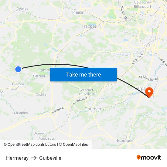 Hermeray to Guibeville map