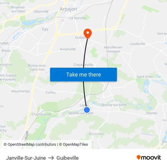 Janville-Sur-Juine to Guibeville map