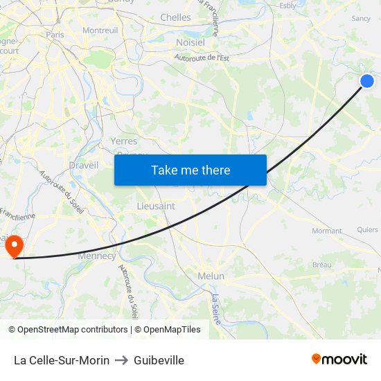 La Celle-Sur-Morin to Guibeville map