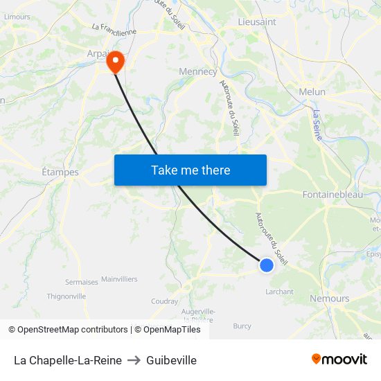 La Chapelle-La-Reine to Guibeville map