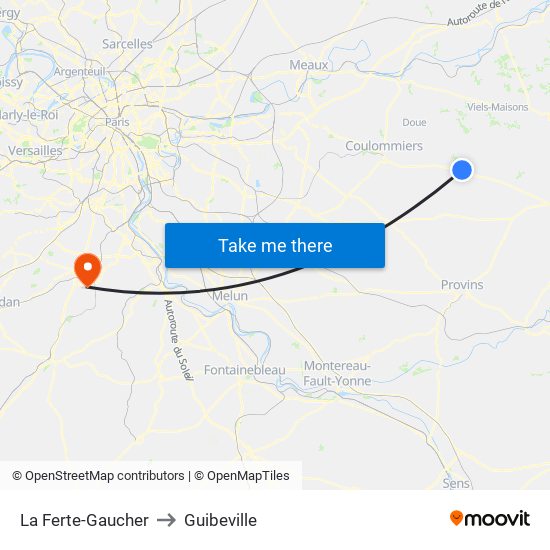 La Ferte-Gaucher to Guibeville map