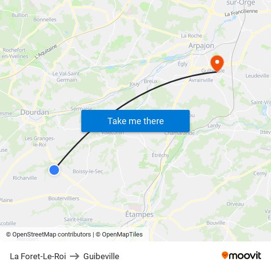 La Foret-Le-Roi to Guibeville map
