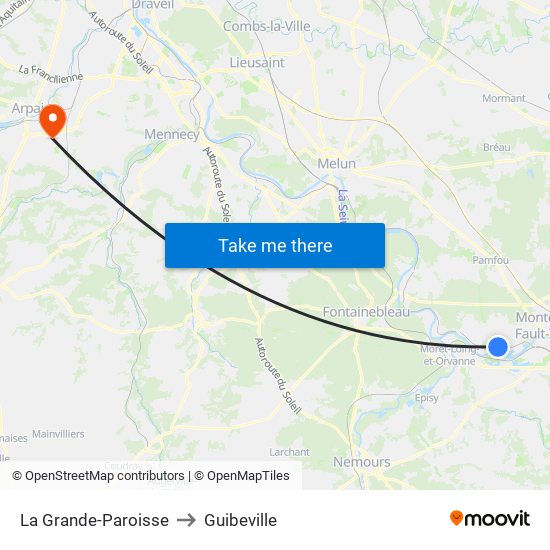 La Grande-Paroisse to Guibeville map