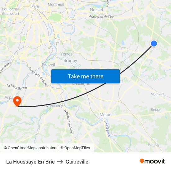 La Houssaye-En-Brie to Guibeville map