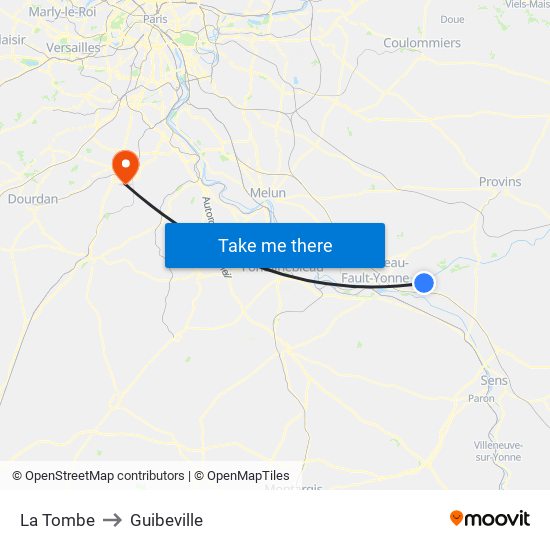 La Tombe to Guibeville map