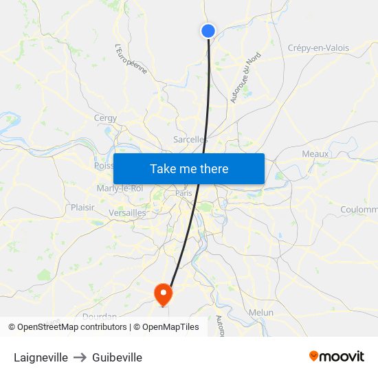 Laigneville to Guibeville map