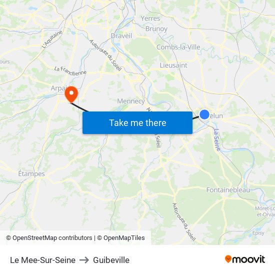 Le Mee-Sur-Seine to Guibeville map