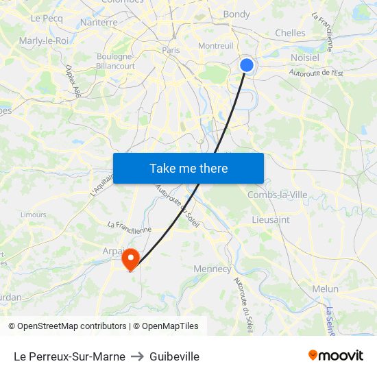 Le Perreux-Sur-Marne to Guibeville map