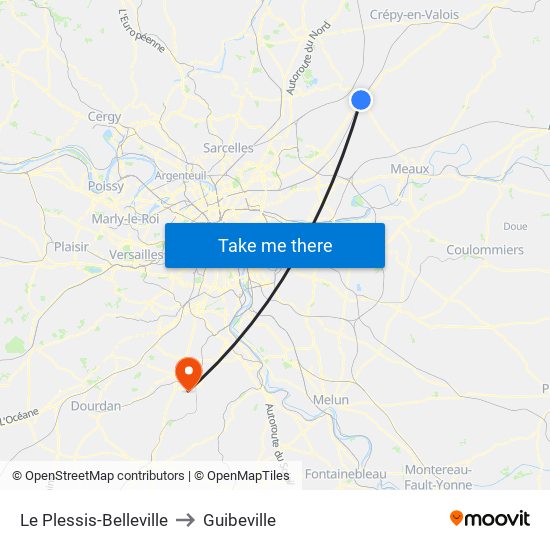 Le Plessis-Belleville to Guibeville map