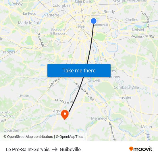 Le Pre-Saint-Gervais to Guibeville map