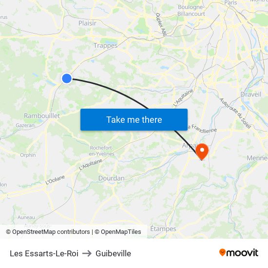 Les Essarts-Le-Roi to Guibeville map