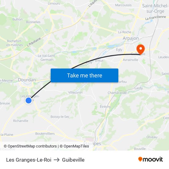 Les Granges-Le-Roi to Guibeville map