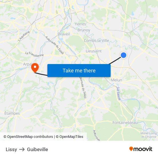 Lissy to Guibeville map