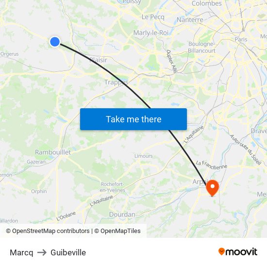 Marcq to Guibeville map