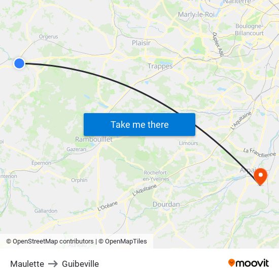 Maulette to Guibeville map