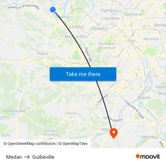 Medan to Guibeville map