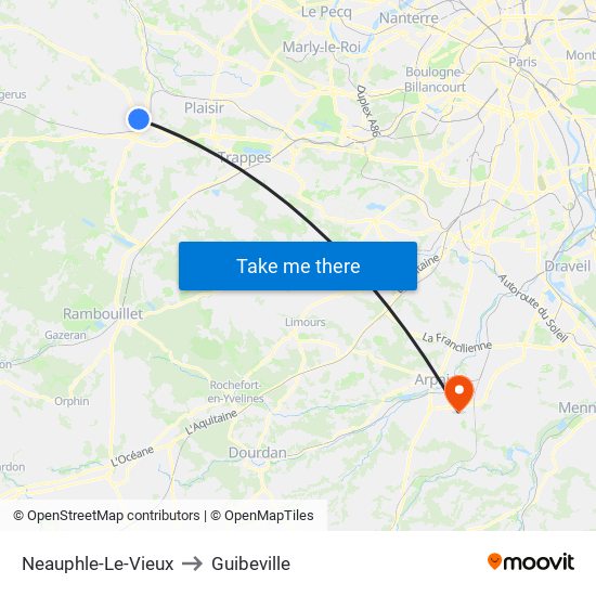 Neauphle-Le-Vieux to Guibeville map