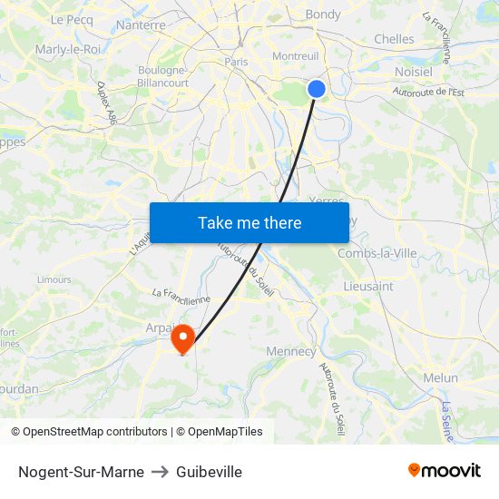 Nogent-Sur-Marne to Guibeville map