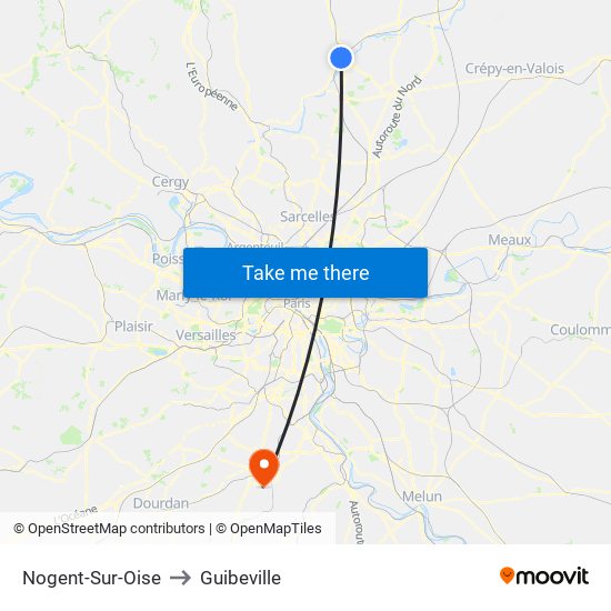 Nogent-Sur-Oise to Guibeville map