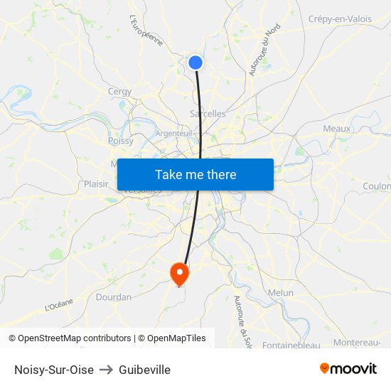 Noisy-Sur-Oise to Guibeville map