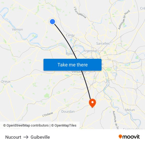 Nucourt to Guibeville map