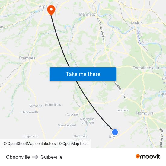 Obsonville to Guibeville map