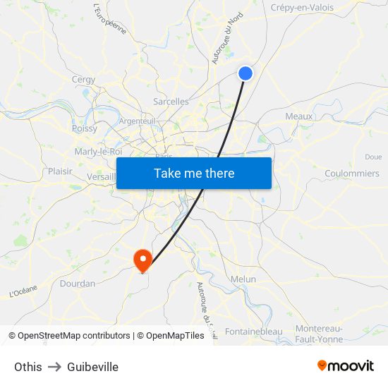 Othis to Guibeville map