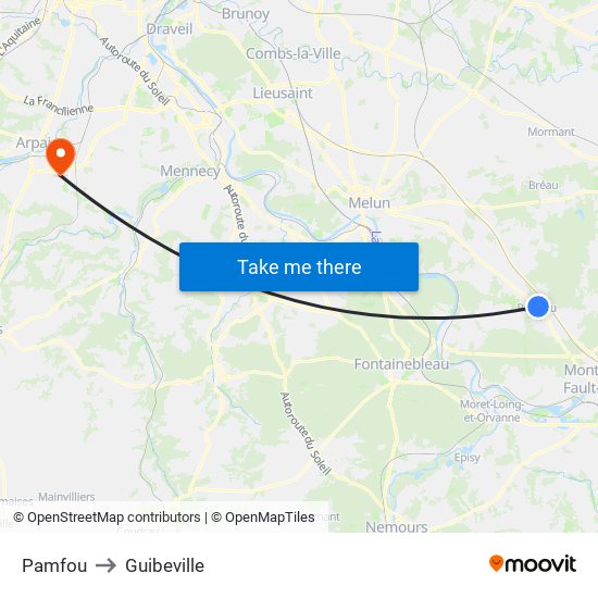 Pamfou to Guibeville map